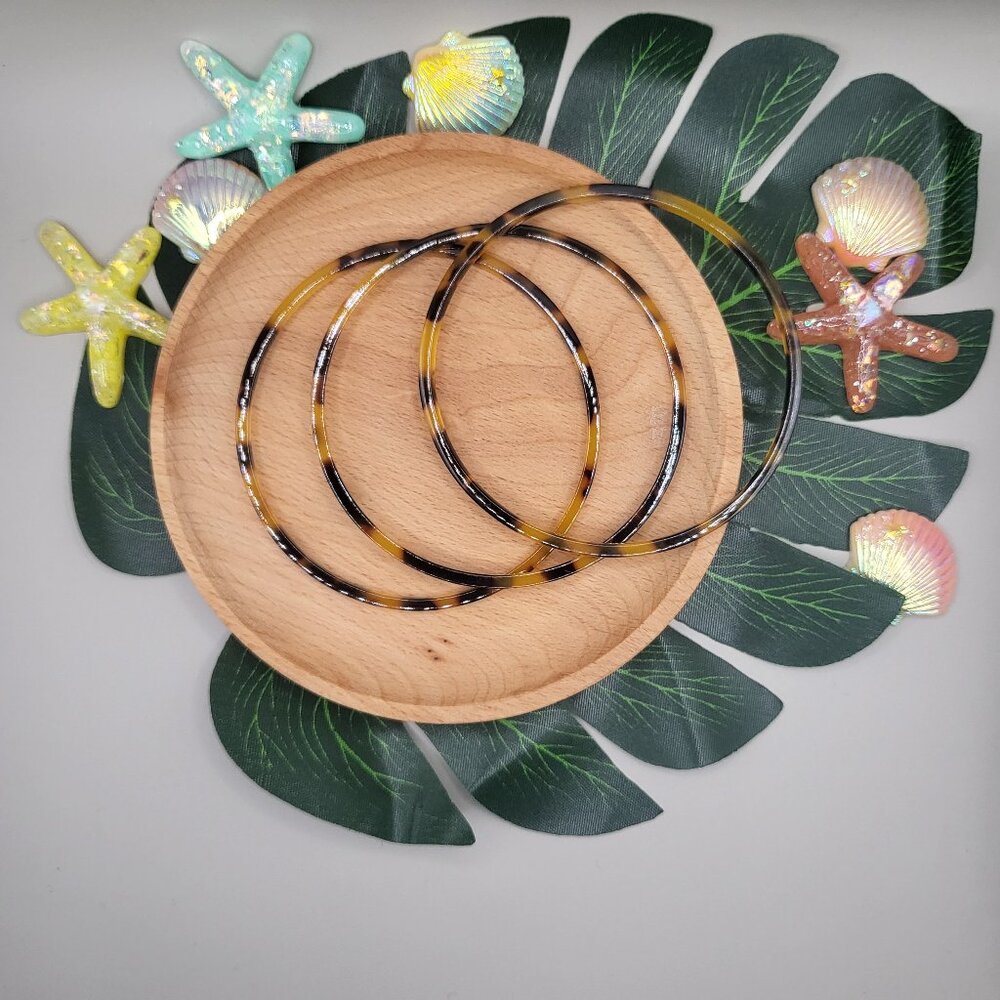 3-Piece Thin Faux Tortoiseshell Bangle Set